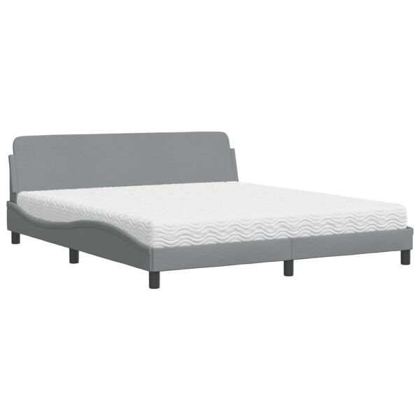 vidaXL Bett mit Matratze "Dover" Hellgrau 180x200 cm Stoff