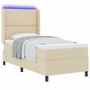 vidaXL LED Boxspringbett mit Matratze Creme 100 x 200 cm Stoff