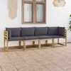 vidaXL Gartensofa 4-Sitzer mit Kissen in Anthrazit