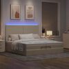 vidaXL Ottoman-Bett mit Matratzen & LEDs Creme 200x200 cm Stoff
