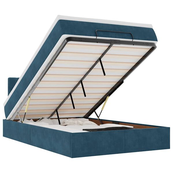 vidaXL Ottoman-Bett mit Matratze Dunkelblau 120x200 cm Samt
