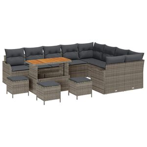vidaXL Garten-Sofa-Set 13 pcs Grau Poly-Rattan