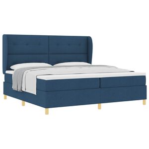 vidaXL Boxspringbett mit Matratze Dunkelgrau 90x190 cm Blau Stoff