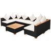 vidaXL 7-tlg. Garten-Lounge-Set mit Auflagen Poly Rattan Schwarz