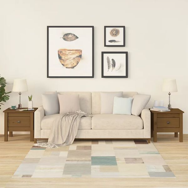 vidaXL Beistelltische 2 Stk. Honigbraun 40x40x39 cm Massivholz Kiefer