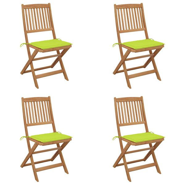 vidaXL Klappbare Gartenst&uuml;hle 4 Stk. mit Kissen Massivholz Akazie