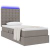 vidaXL Bett mit Stauraum und LED mit LED Taupe 90 x 200 cm Polyester