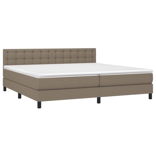 vidaXL Boxspringbett mit Matratze & LED Taupe 200x200 cm Stoff