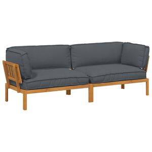 vidaXL Sofa Set mit Kissen Uni 2 pcs Anthrazit Massivholz Akazie