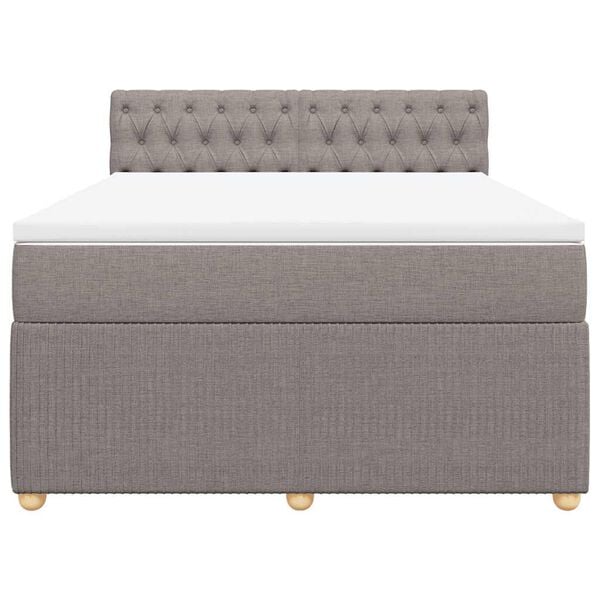 vidaXL Boxspringbett mit Matratze Taupe 140x200 cm Stoff