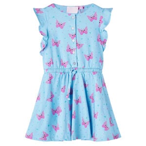 Kinderkleid mit Kn&ouml;pfen &Auml;rmellos Blau 104