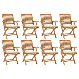vidaXL Klappbare Gartenst&uuml;hle mit Kissen 8 Stk. Massivholz Teak
