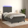 vidaXL Boxspringbett mit Matratze & LED Dunkelgrau 120x190 cm Samt