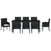 vidaXL Garten Essgruppe mit Kissen 9 pcs Schwarz Poly-Rattan