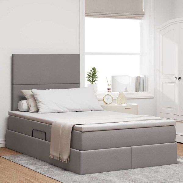 vidaXL Bett mit Stauraum und LED mit LED Taupe 120 x 190 cm Polyester