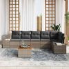 vidaXL Garten-Sofa-Set mit Kissen 7 pcs Grau Poly Rattan