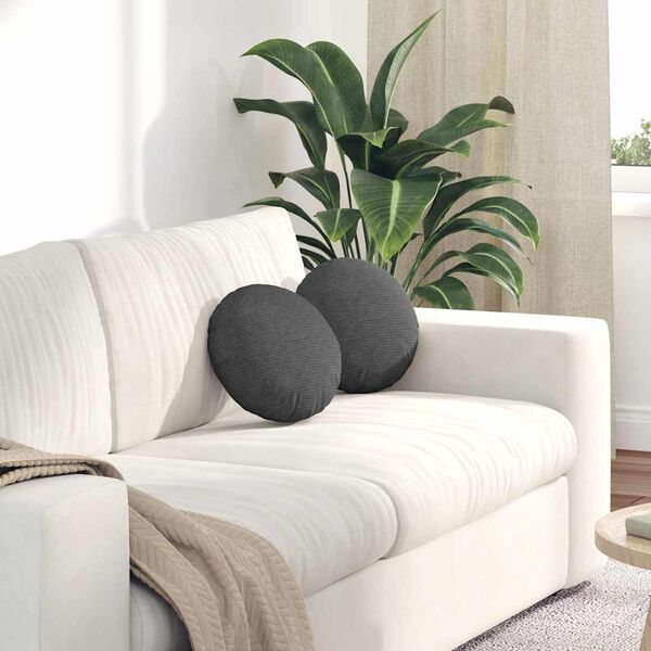 vidaXL Sitzkissen 2 pcs Dunkelgrau &Oslash; 30 cm Cordstoff