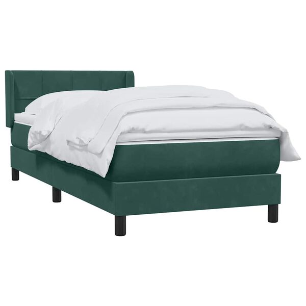 vidaXL Boxspringbett mit Matratze Dunkelgr&uuml;n 90x220 cm Samt
