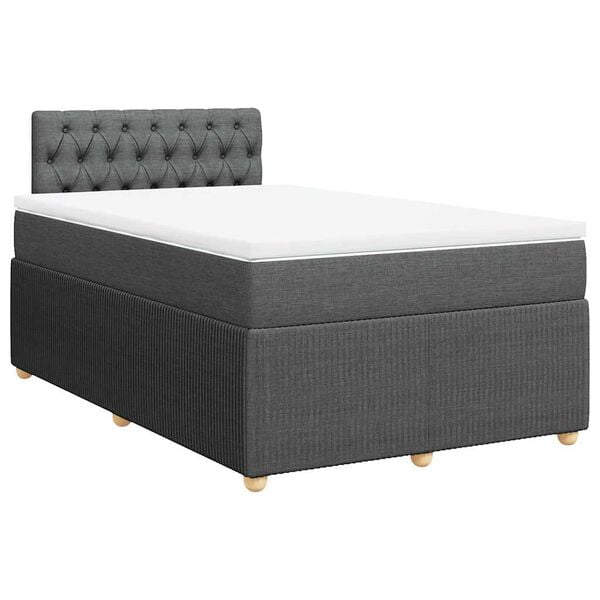 vidaXL Boxspringbett mit Matratze Dunkelgrau 120x200 cm Stoff