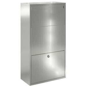 vidaXL Paketdrop-Box mit T&uuml;r Silber 44 x 22 x 82 cm Verzinkter Stahl