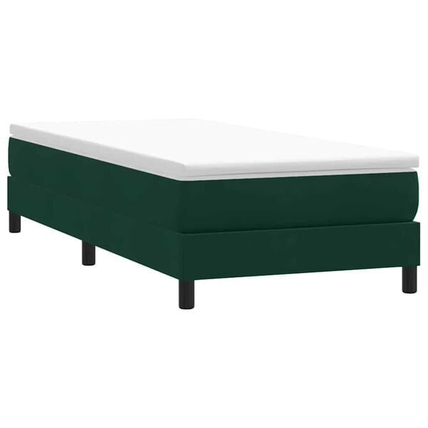vidaXL Boxspringbett ohne Matratze Dunkelgr&uuml;n 90x210 cm Samt