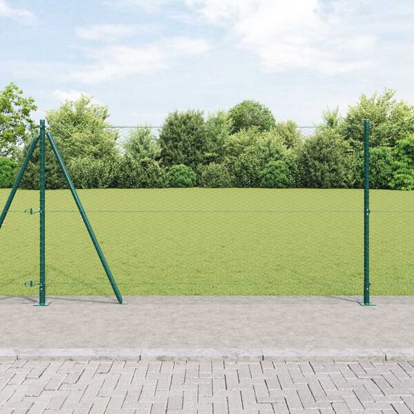vidaXL Zaunpfosten Gr&uuml;n 10 x 1,2 m (25 mm Maschenweite) Stahl und PVC