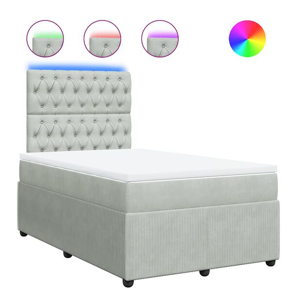 vidaXL Boxspringbett mit Matratze Hellgrau 120x190 cm Samt
