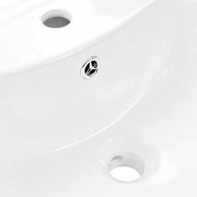 vidaXL Freistehendes Waschbecken mit Säule Keramik Weiß 650x520x200 mm