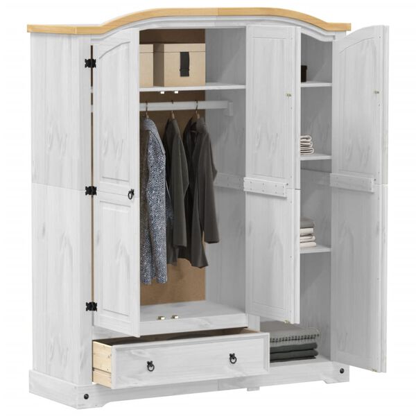 vidaXL Kleiderschrank Corona Wei&szlig; 151,5x52x186 cm Massivholz Kiefer