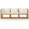 vidaXL 3-Sitzer-Gartensofa mit Auflage Creme Akazie Massivholz
