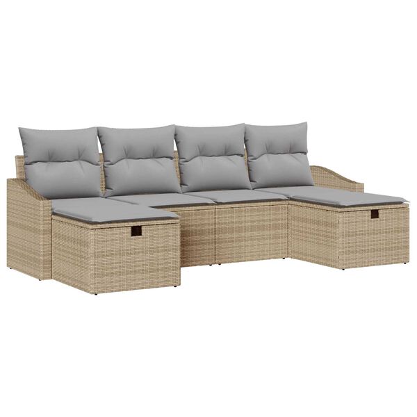 vidaXL Sofa Set mit Kissen 6 pcs Poly-Rattan