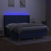 vidaXL Boxspringbett mit Matratze & LED Blau 180x200 cm Stoff