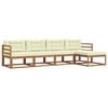 vidaXL Outdoor-Sofagarnitur mit Kissen 5 pcs Natur und Creme