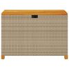 vidaXL Gartentruhe Beige 110x55x63 cm Poly Rattan Akazienholz