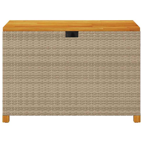 vidaXL Gartentruhe Beige 110x55x63 cm Poly Rattan Akazienholz