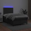 vidaXL Boxspringbett mit Matratze & LED Schwarz 120x190 cm Kunstleder