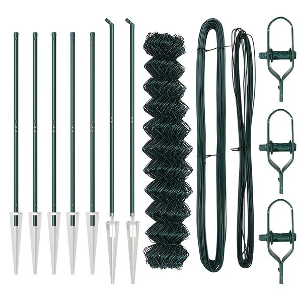 vidaXL Zaunpfosten Gr&uuml;n 10 x 1,4 m (40 x 40 mm Maschen) Stahl und PVC