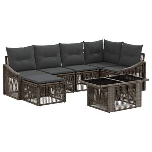 vidaXL Gartensofa-set 7 stk. Grau und Dunkelgrau Poly-Rattan