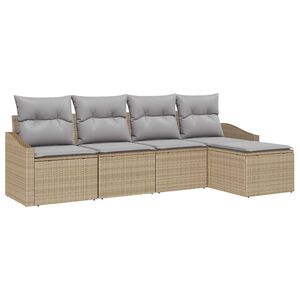 vidaXL Sofa Set mit Kissen 5 pcs Beige Poly Rattan