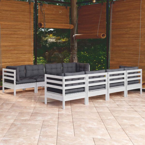 vidaXL 9-tlg. Garten-Lounge-Set mit Kissen Kiefer Massivholz