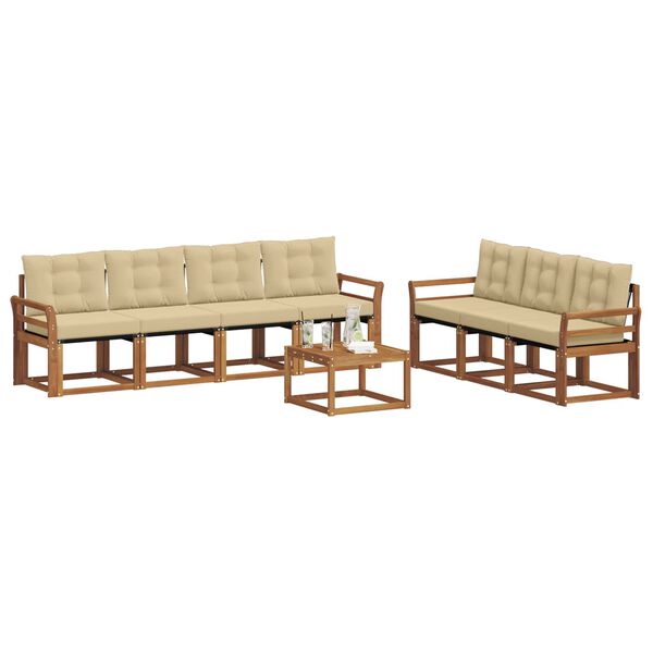 vidaXL Outdoor-Sofagarnitur mit Kissen 8 pcs Natur und Beige