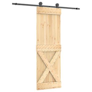 vidaXL Schiebet&uuml;r Nat&uuml;rlich und Schwarz 70 x 210 cm Massivkiefer