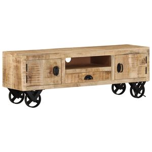 vidaXL TV-Schrank mit R&auml;dern 110x30x37 cm Massivholz Mango
