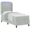 vidaXL Boxspringbett mit Matratze mit LED Hellgrau 80 x 200 cm Samt