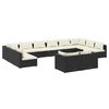 vidaXL 12-tlg. Garten-Lounge-Set mit Kissen Schwarz Poly Rattan