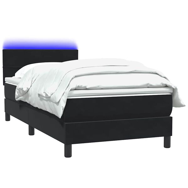 vidaXL Boxspringbett mit Matratze & LED Schwarz 100x220 cm Samt