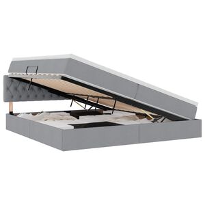 vidaXL Bett mit Stauraum und LED mit LED Hellgrau 200 x 200 cm Stoff