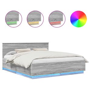 vidaXL Bettrahmen Graues Sonoma 200 x 200 cm Holzwerkstoff