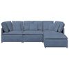 vidaXL Modulares Sofa mit Fu&szlig;hocker Kissen Cordstoff Blau