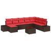 vidaXL Gartensofa-set mit Kissen 9 pcs Braun Poly-Rattan